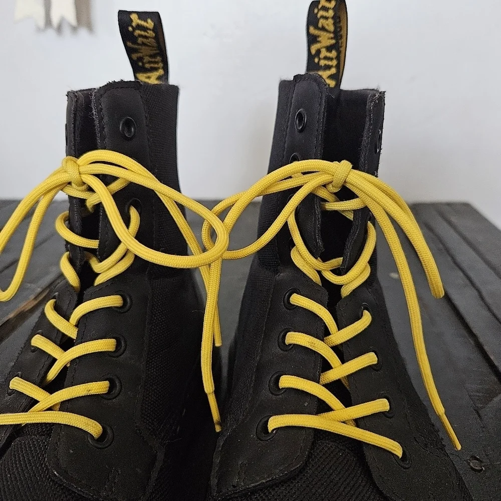 Dr. Martens Men's 11 Black Yellow High-Top Boots Chunky Sole Combat Work Utility